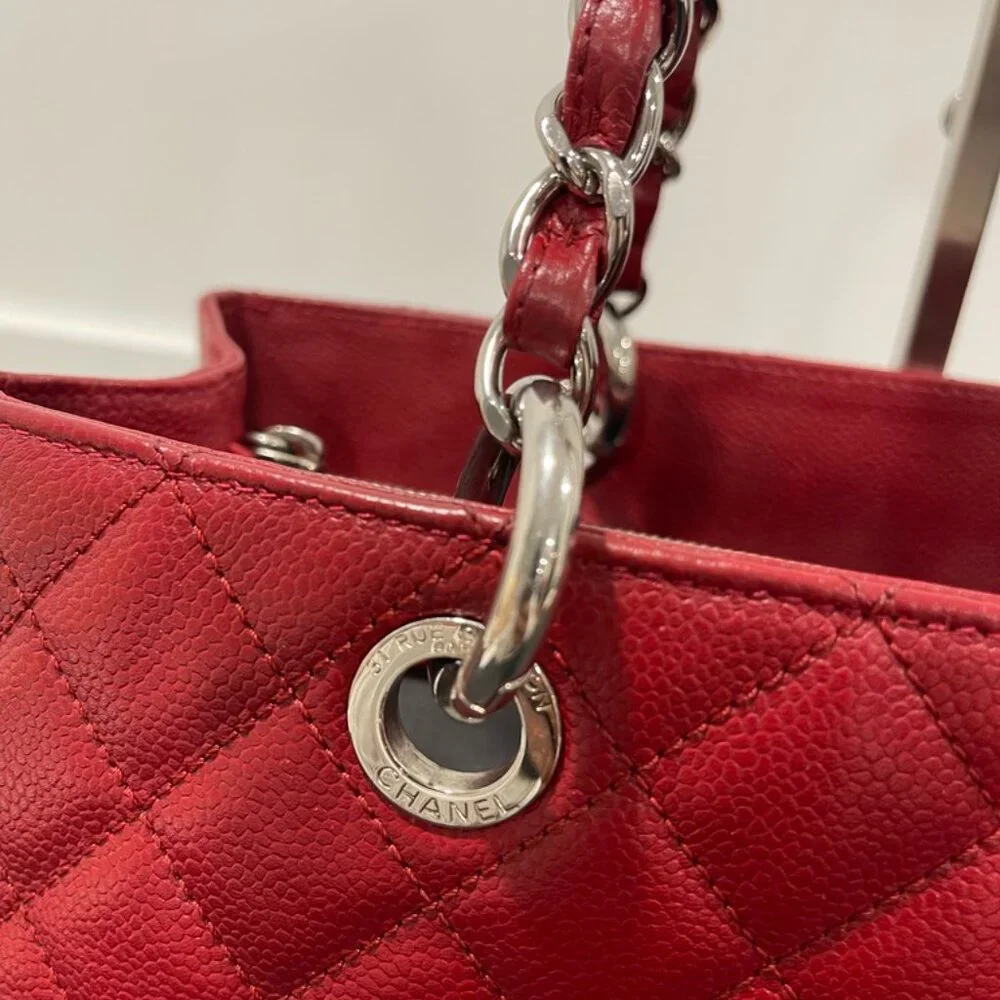 Chanel Caviar Quilted Grand Shopping Tote GST Red (JB1363)